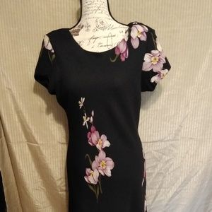 Long black floral dress